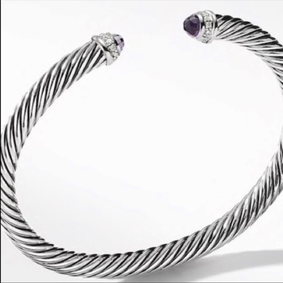 David Yurman Jewelry - David Yurman Amethyst & Diamond Cable Bracelet